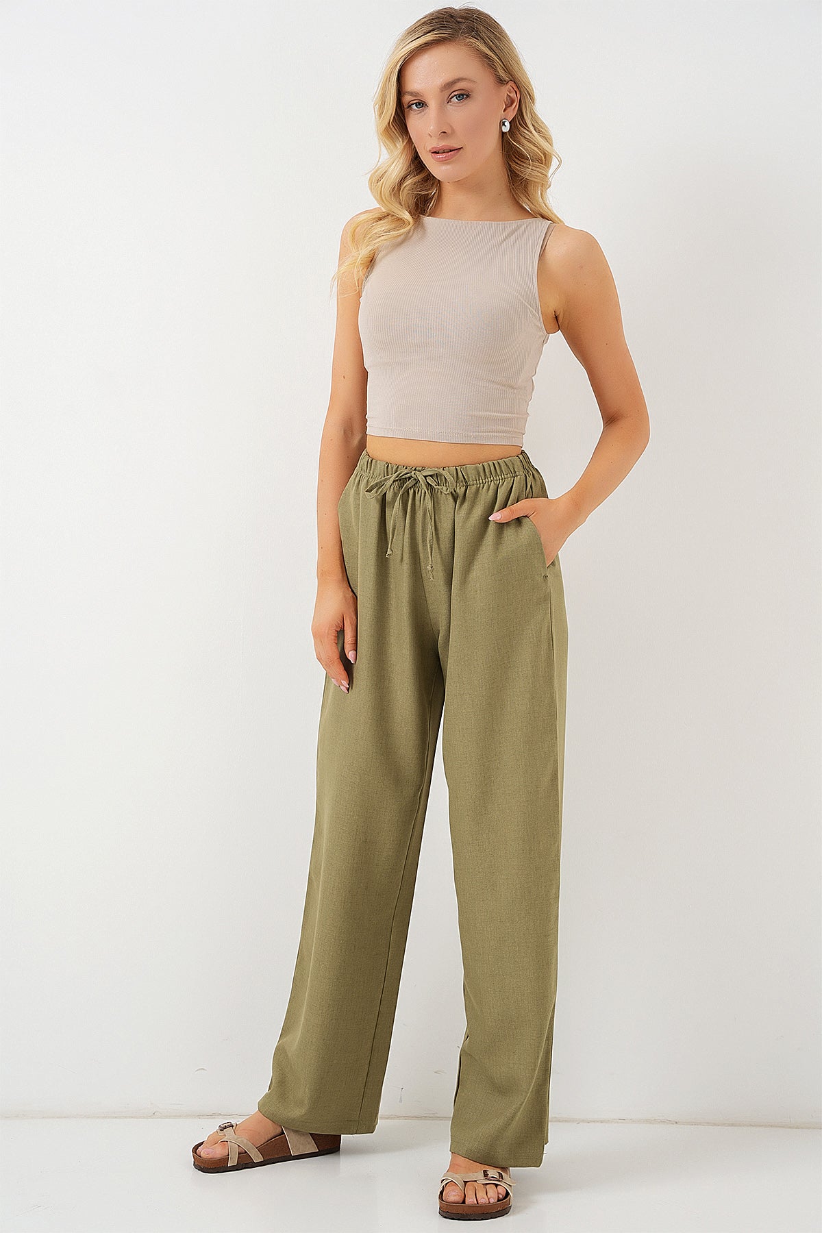green Women Pants