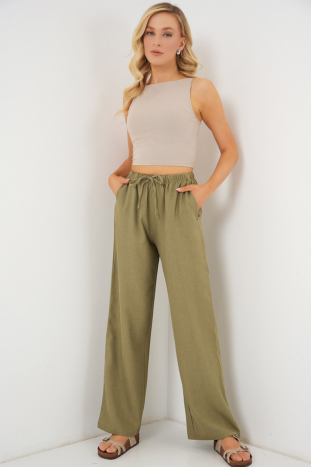 green Women Pants