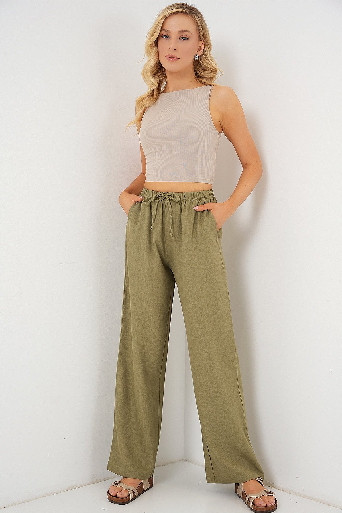 green Women Pants