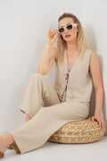 Beige Women Top and Bottom Set