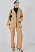 Beige Women Top and Bottom Set