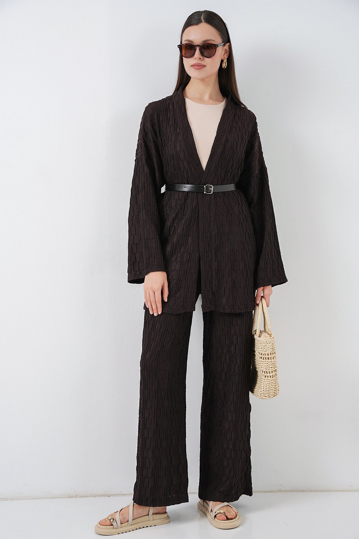 Brown Women Top and Bottom Set