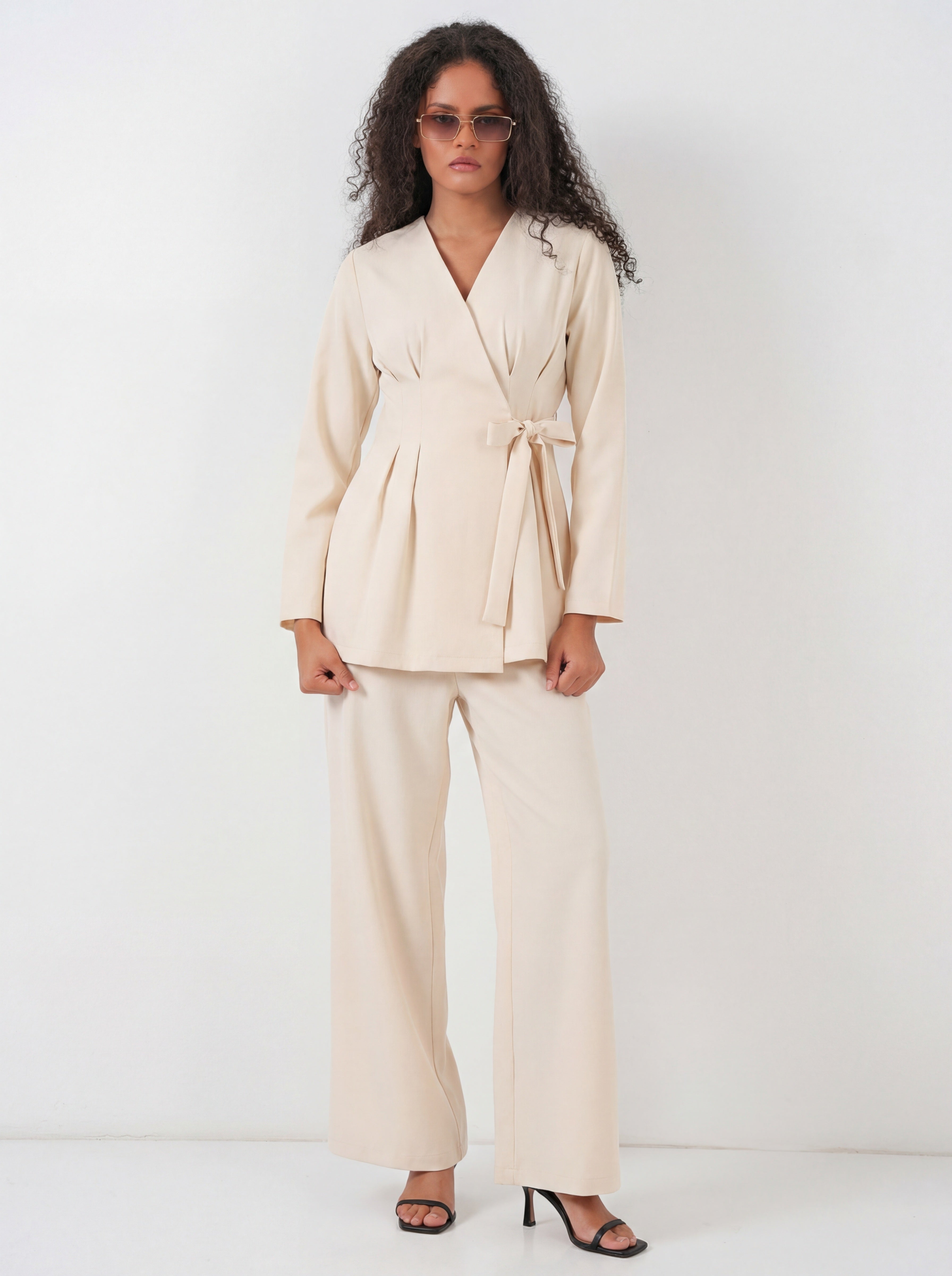 Beige Women Top and Bottom Set