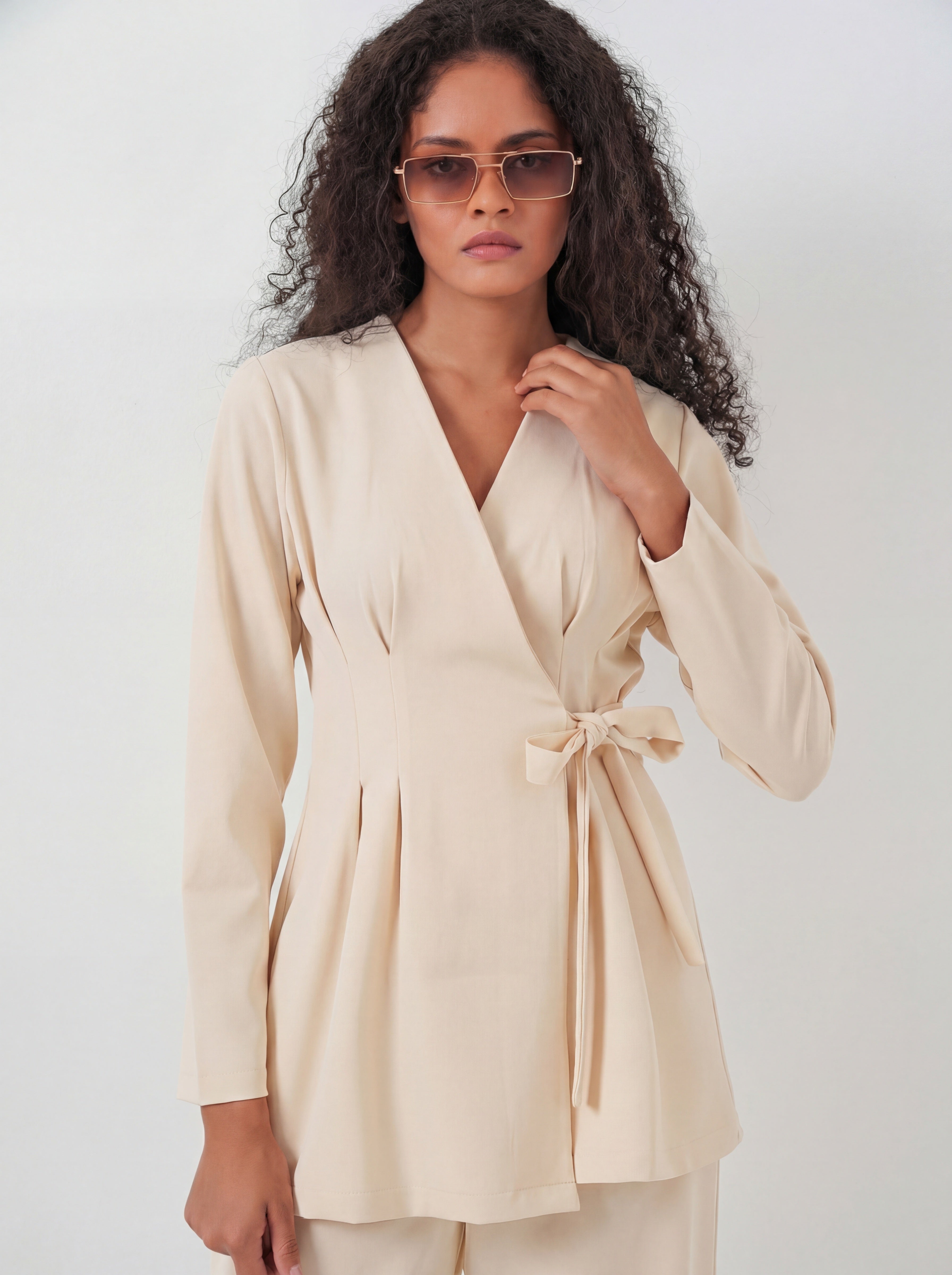 Beige Women Top and Bottom Set