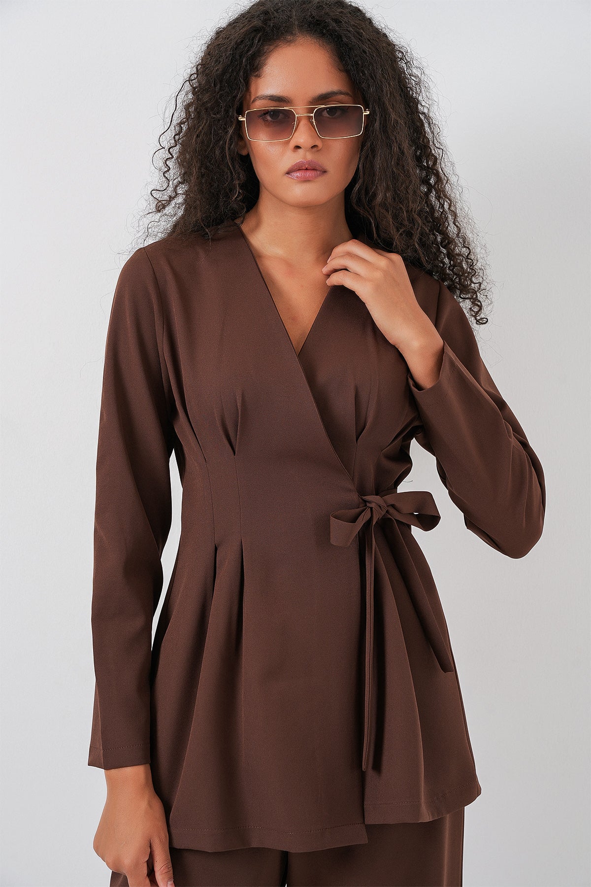 Brown Women Top and Bottom Set