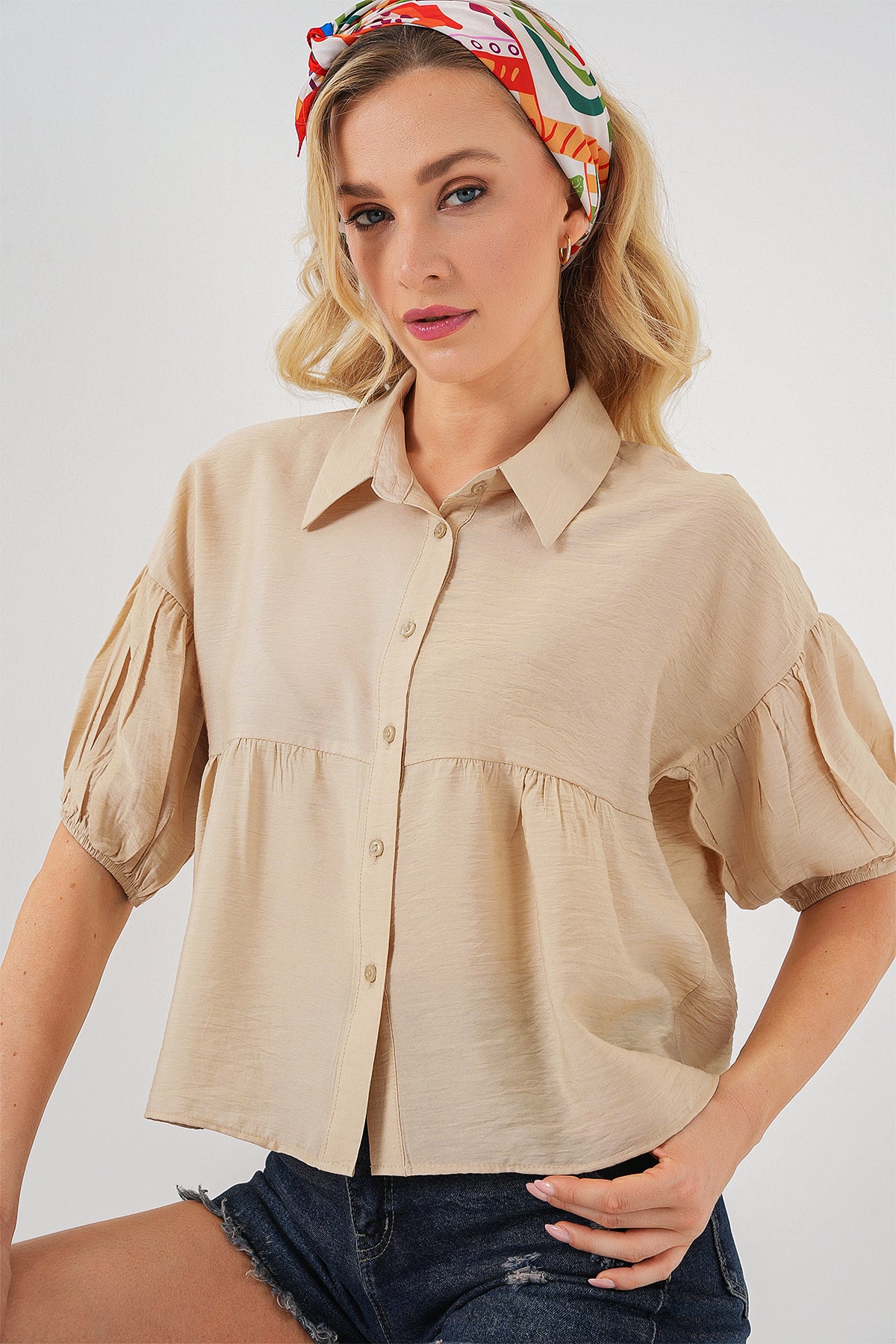 Beige Women Shirt