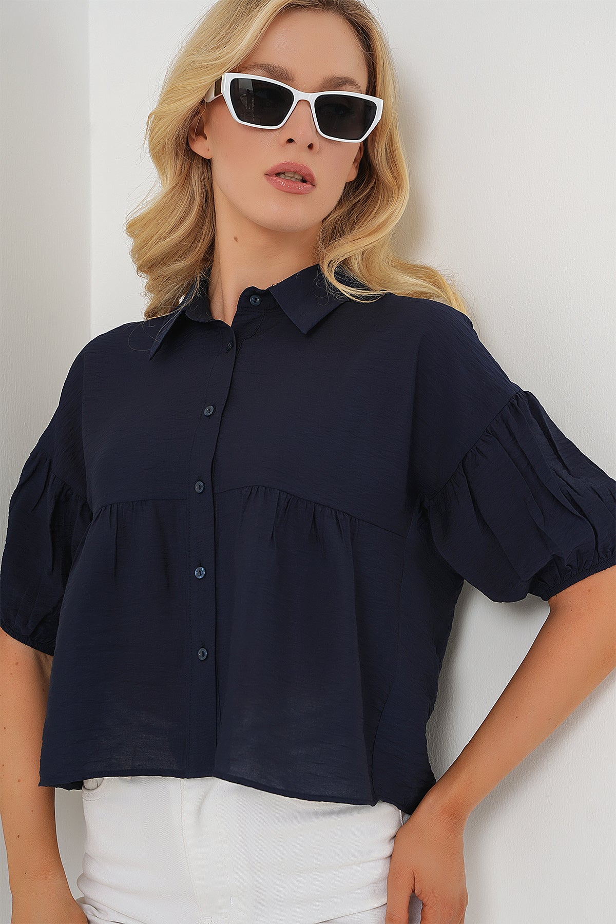 Navy Blue Women Shirt