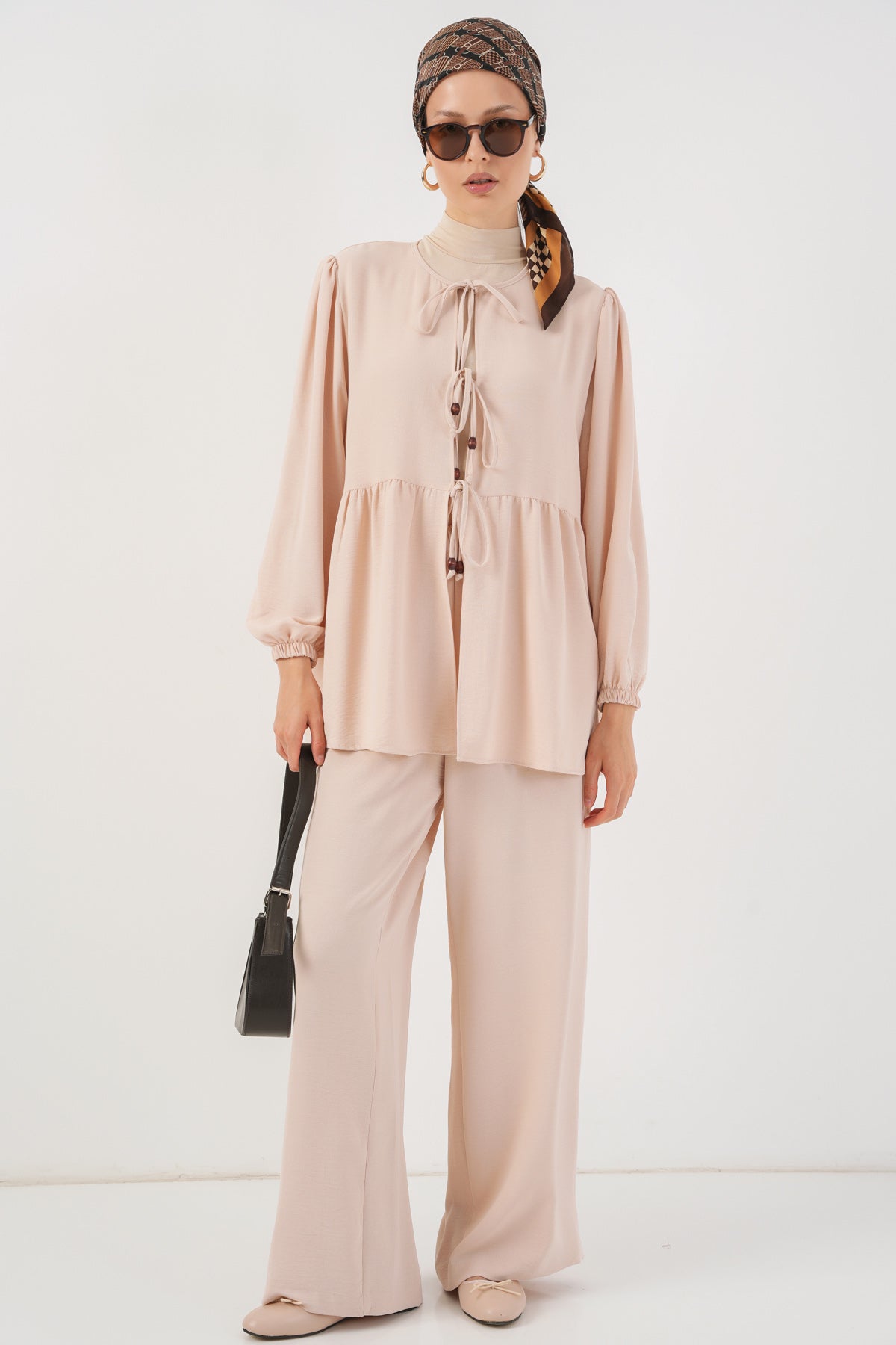 Cream Women Top and Bottom Set