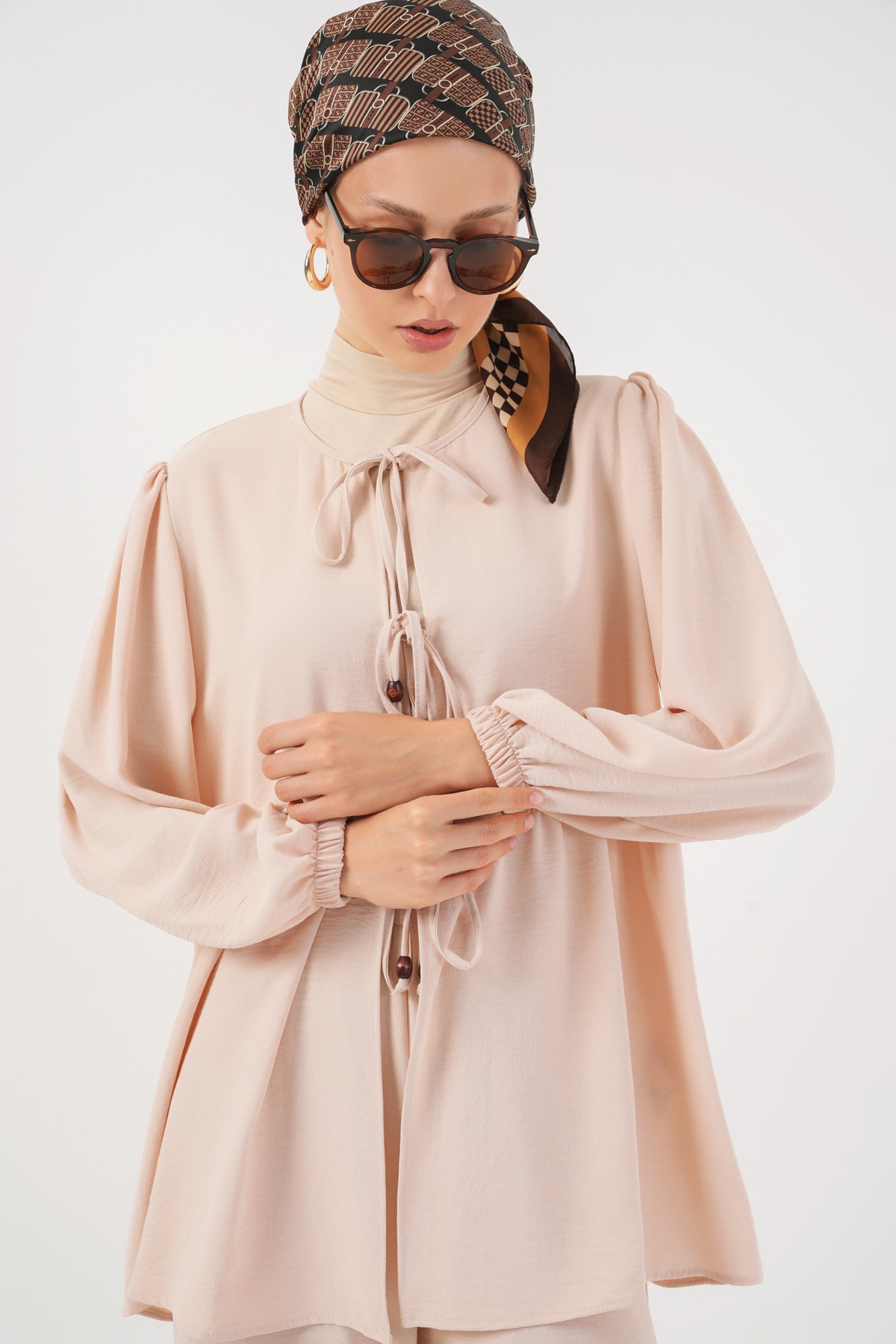 Cream Women Top and Bottom Set