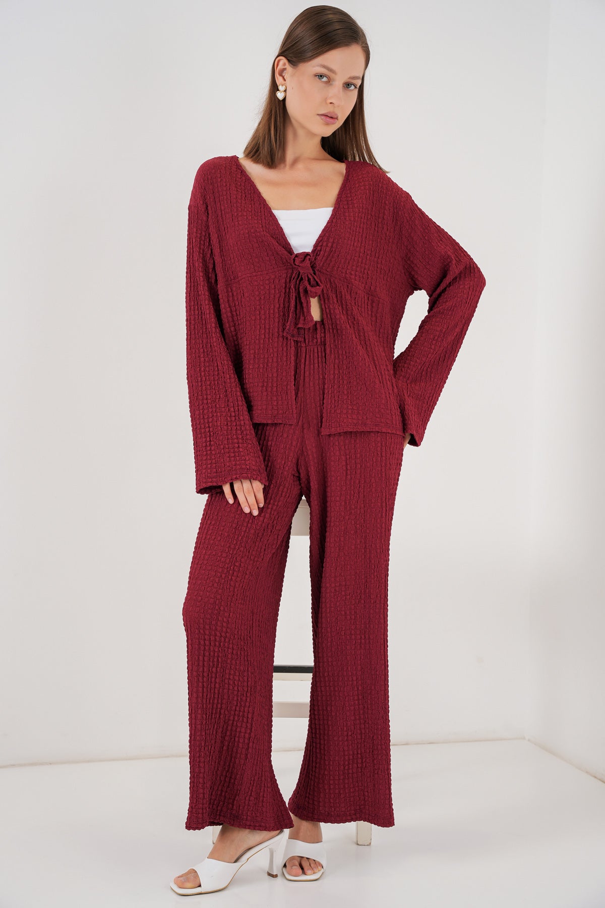 Burgundy Women Top and Bottom Set