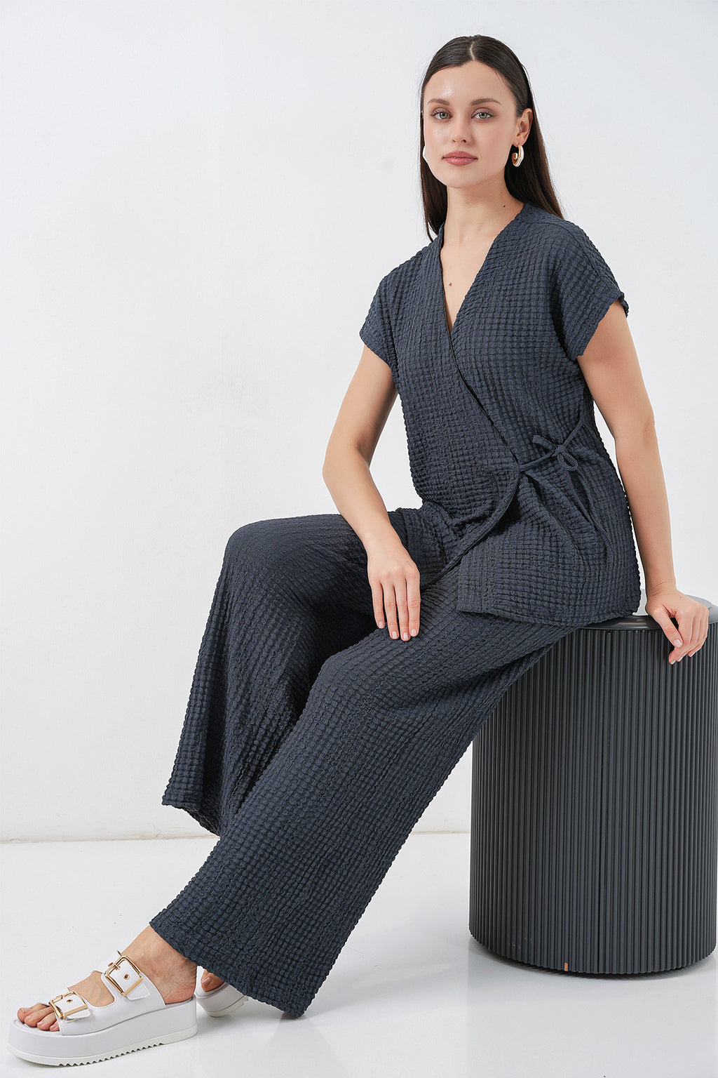 Anthracite Women Top and Bottom Set