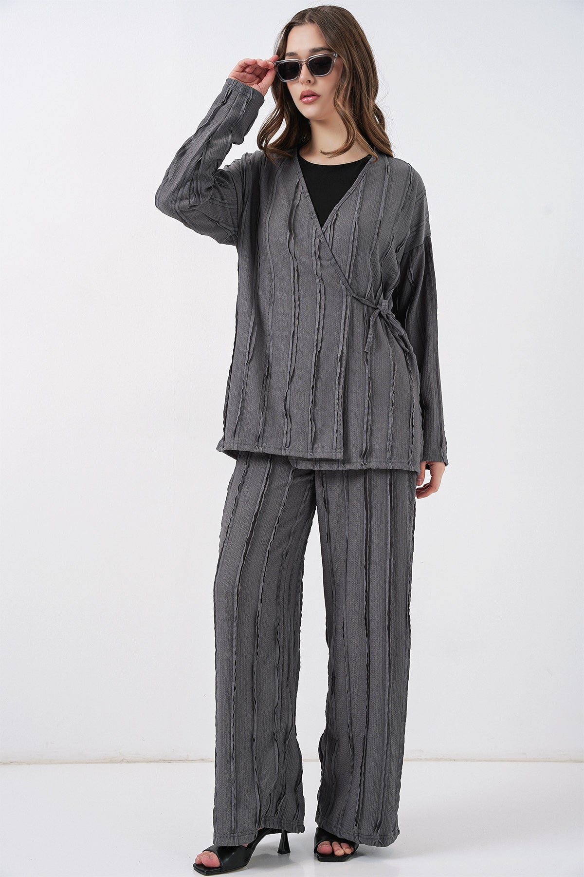 Grey Women Top and Bottom Set