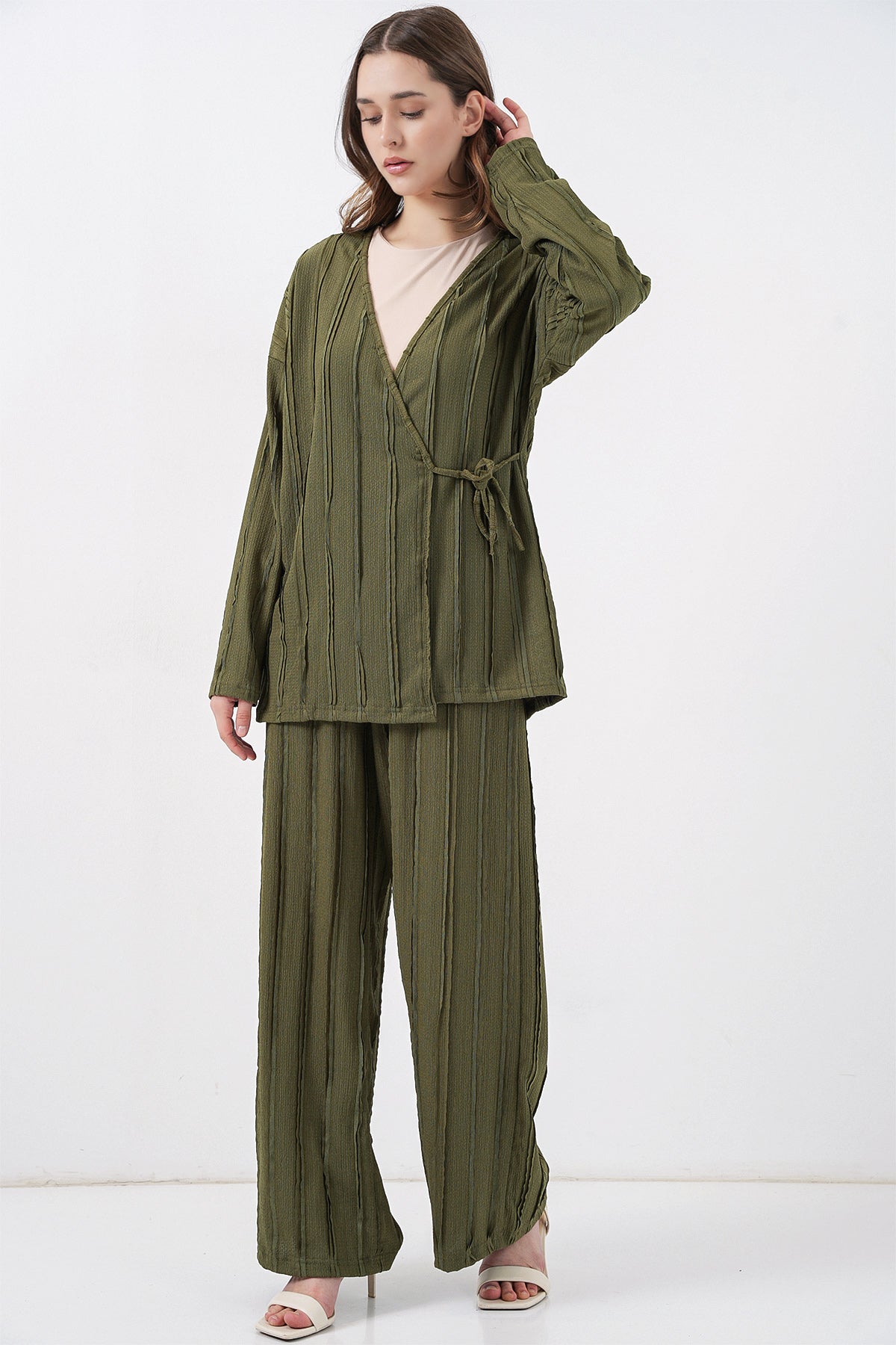 Khaki Women Top and Bottom Set