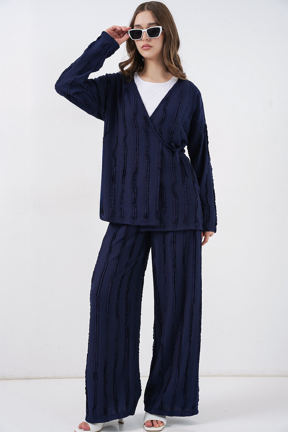 Navy Blue Women Top and Bottom Set