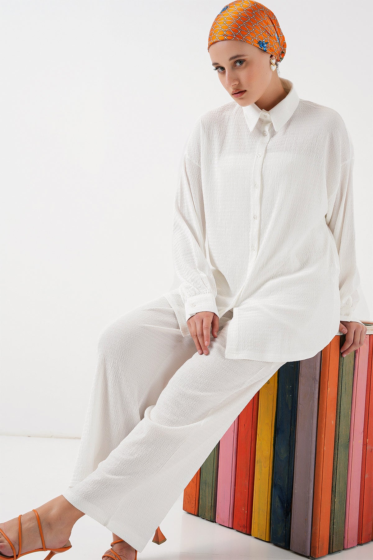 White Women Top and Bottom Set