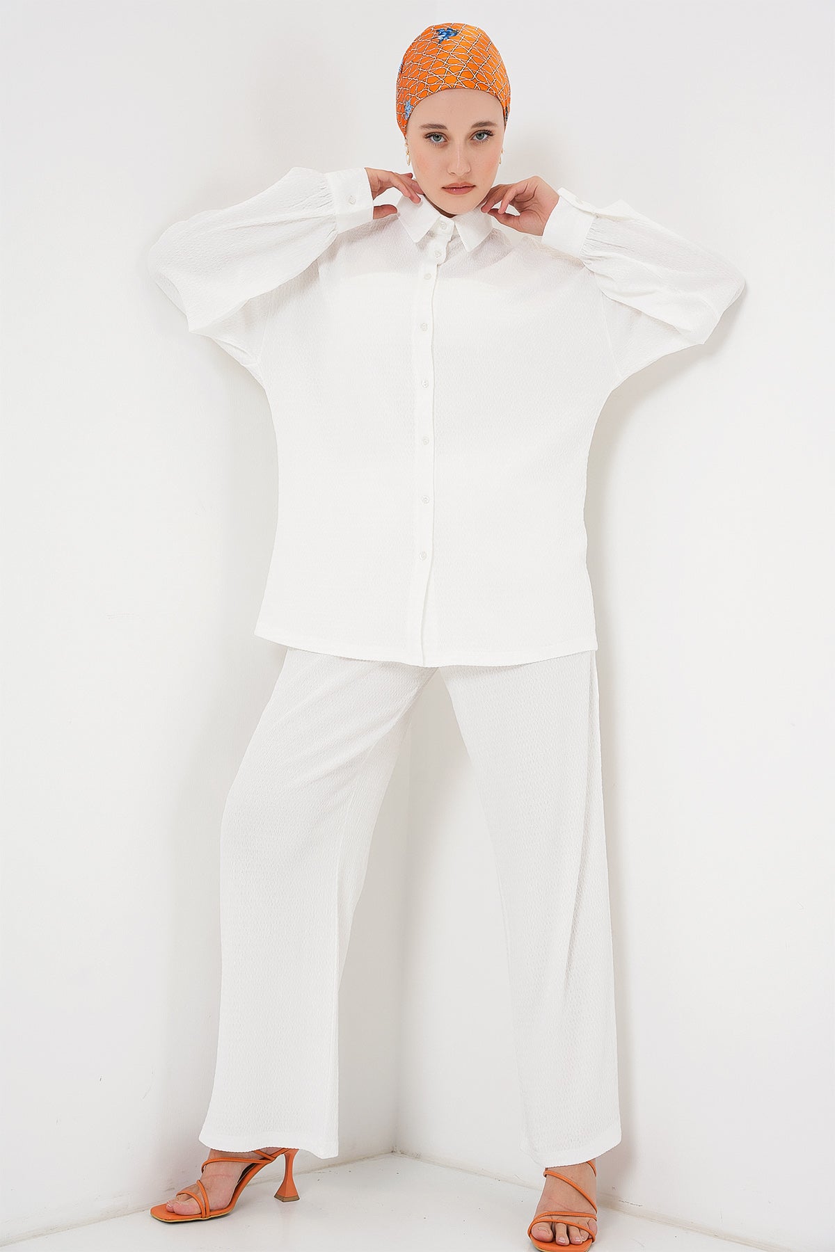 White Women Top and Bottom Set