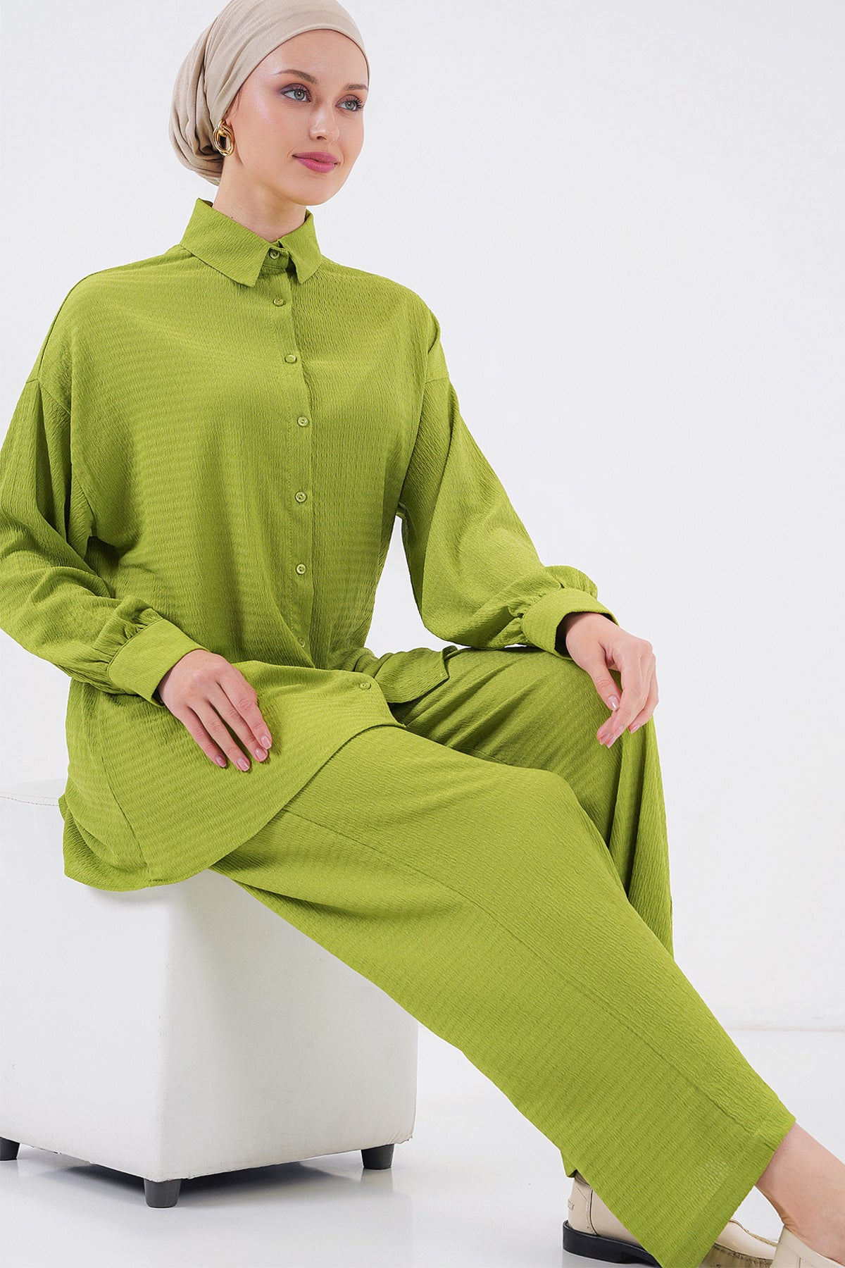 Green Women Top and Bottom Set