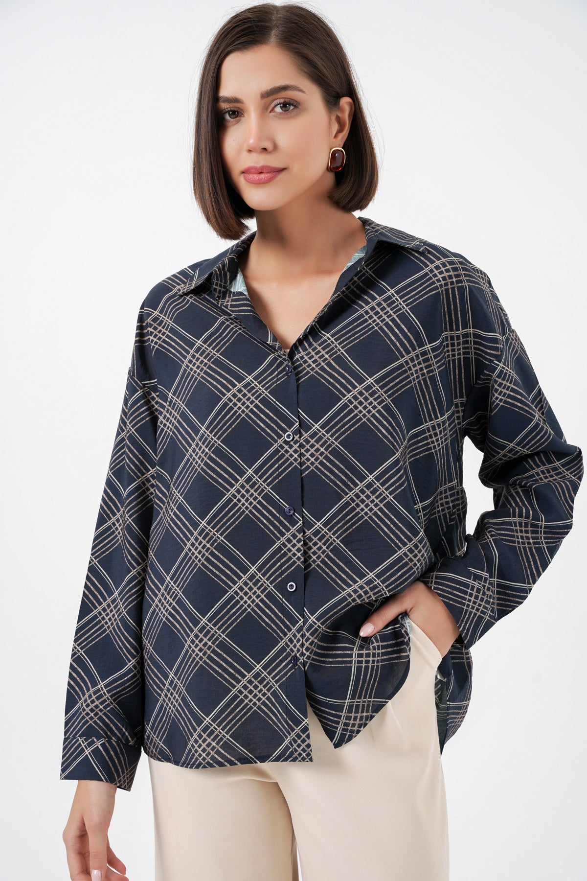Navy Blue Women Shirt
