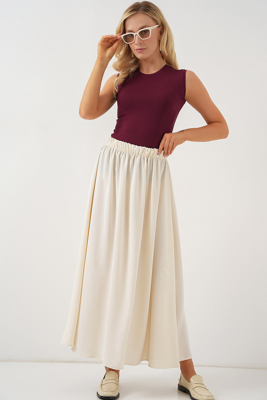 Cream Women Skirt